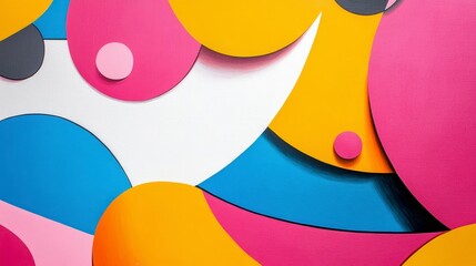 Colorful Abstract Composition with Geometric Shapes and Bold Colors