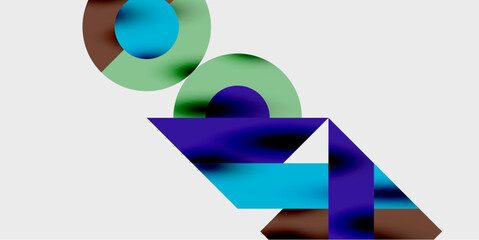 Modern abstract background featuring circles, lines, and triangles in a dynamic geometric composition. Perfect for stylish, tech, or creative-themed designs