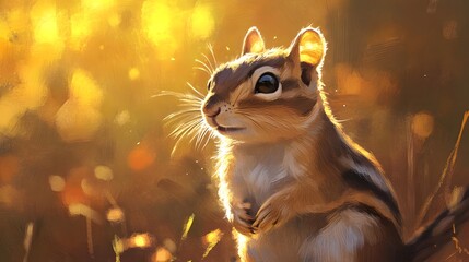 Chipmunk portrait in the warm light