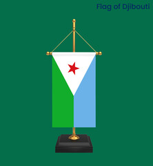 High detailed flag of Djibouti. National Djibouti flag. Africa. 3D illustration.