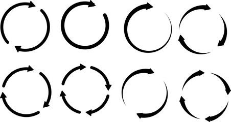 Circular Arrow Icon Set - Refresh, Reload, and Arrow Symbols Vector Illustration