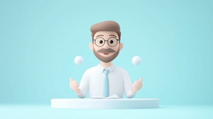 Accountant presenting tax calculations office digital illustration professional environment front view financial concepts