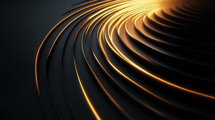 Obraz premium Abstract Golden Lines Swirling In Dark Background