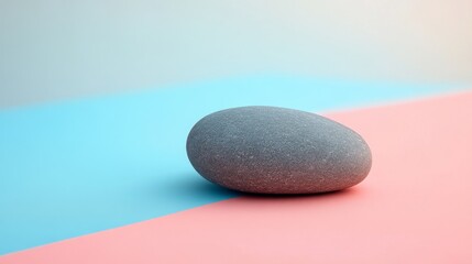 Grey Stone on Blue and Pink Background