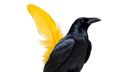 Obraz premium Striking Raven with Vibrant Yellow Feather Detail
