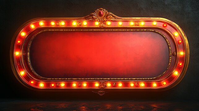 Illuminated Vintage Signboard With Red Background