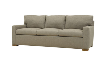 A sofa in a minimalist design with wooden legs + clipping path. The sofa is isolated on a White background.