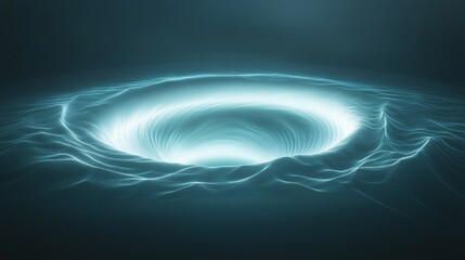 Abstract swirling vortex of light energy in teal