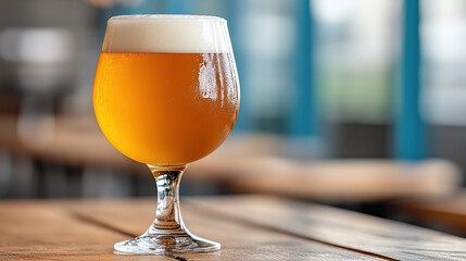 close up of beer glass showcasing rich amber color and frothy head