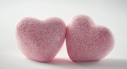 Two Pink Hearts, Valentine's Day Symbol, Love and Romance, Close-Up Shot, Soft Texture