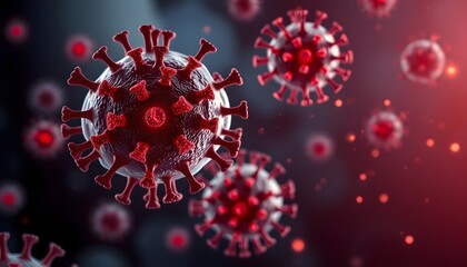 Coronavirus Microscopic View Red Virus Cells