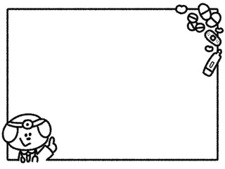 かわいい犬のお医者さん モノクロフレーム 