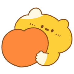 ハートを持つかわいい黄色のネコ