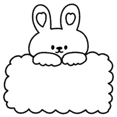 かわいいふきだしウサギ (モノクロ) 