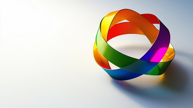 Abstract colorful intertwined ribbons on white background.