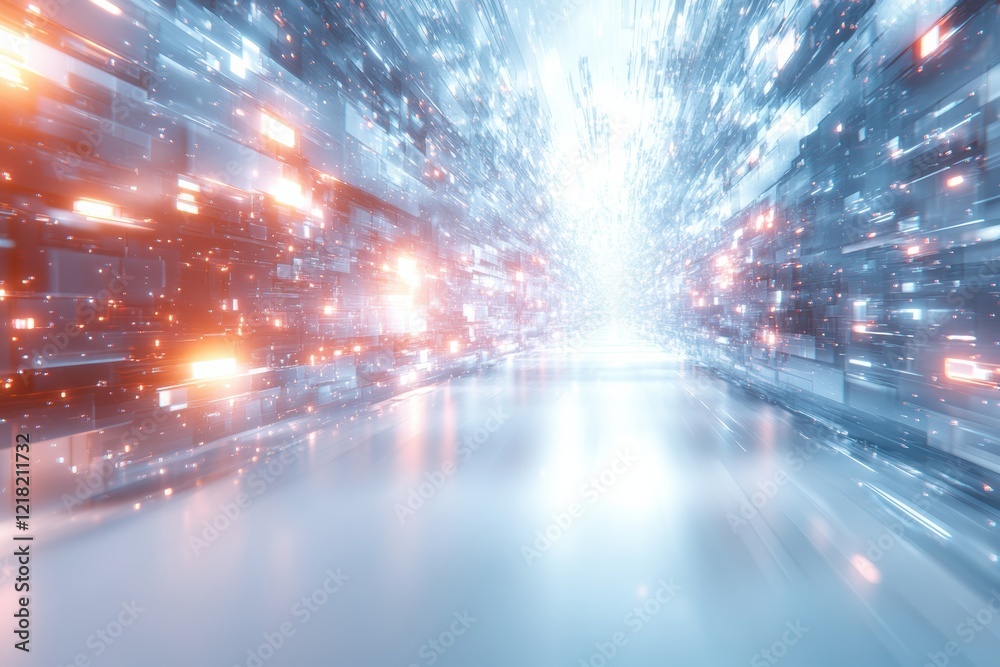 Aufkleber a dynamic, abstract representation of light and energy reflecting a futuristic digital environment. 