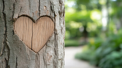 heart shape carved into tree trunk symbolizes love and nature beauty