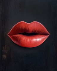 Lips art painting, wall art, design, realistic, textured painting