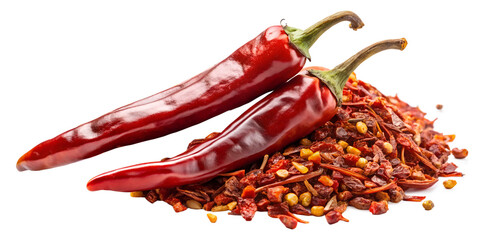 dried red chili pepper flakes and seeds, png