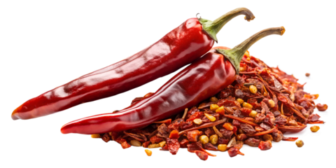 dried red chili pepper flakes and seeds, png