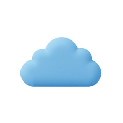 Blue Cloud Icon 3D Render Soft Pastel Sky Digital Graphic Design Element Cute Data Shape Image      
