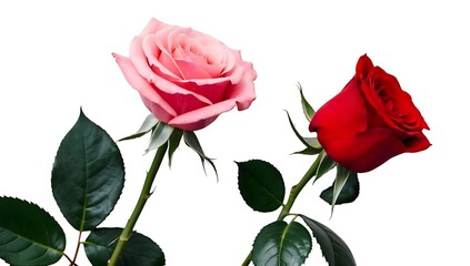 Naklejka premium Stunning Pink and Red Roses, Isolated on White