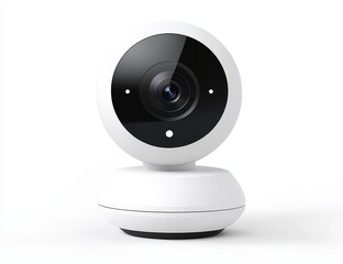 White dome security camera on white background.