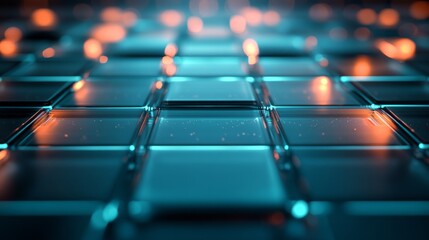 Obraz premium Abstract Teal and Orange Glass Cube Grid Pattern