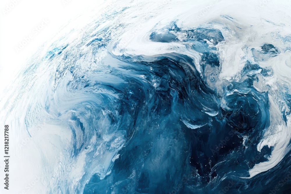 Poster a stunning abstract representation of ocean waves capturing the energy and beauty of water. perfect 