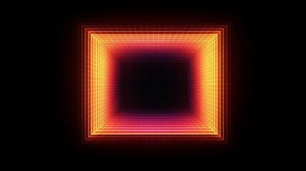 Glowing Neon Cube Abstract Digital Art