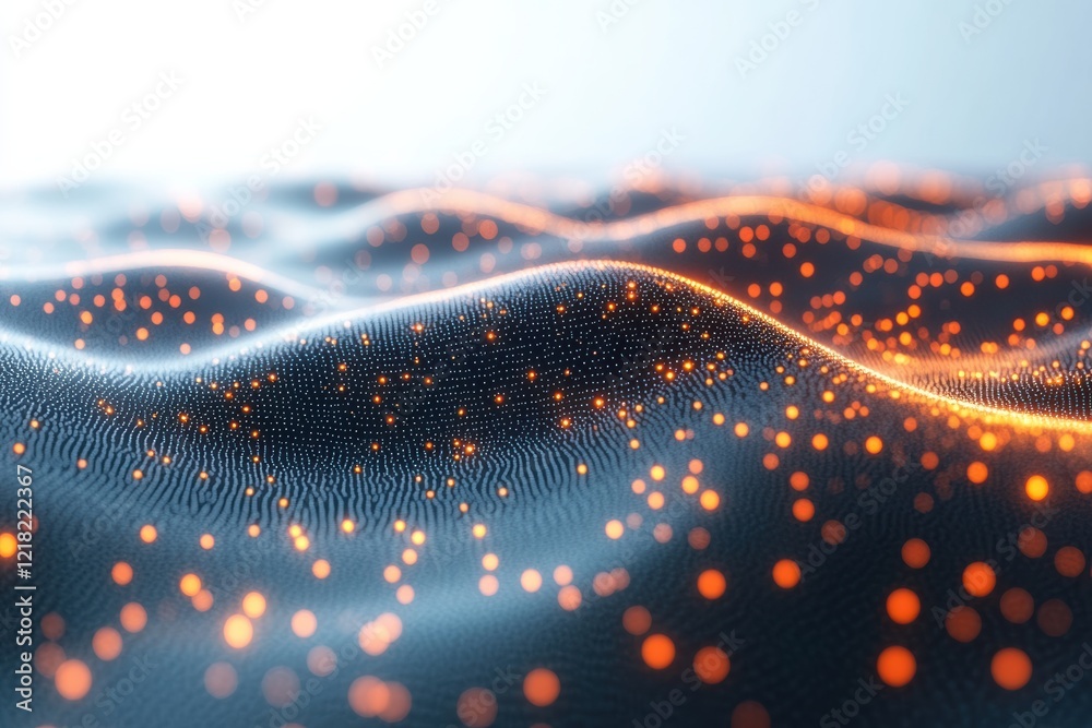 Fototapete a visually captivating abstract image showcasing glowing particles and vibrant waves, representing i