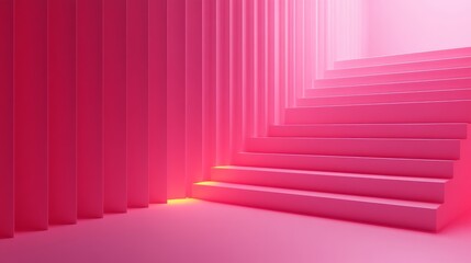 Obraz premium Pink Abstract Staircase and Wall Design
