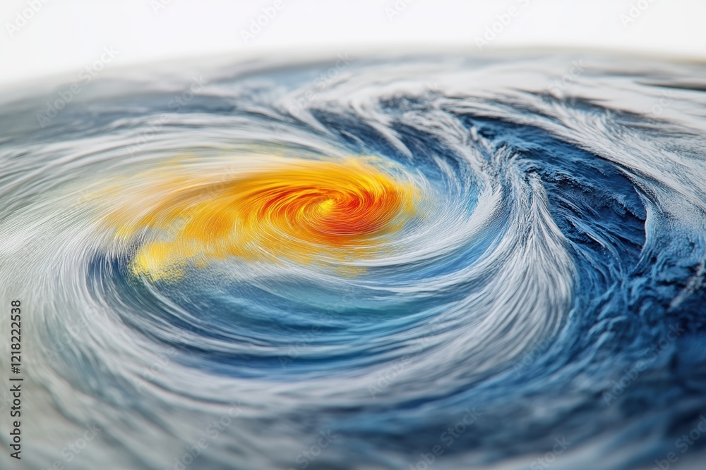 Poster a vivid representation of a swirling storm, showcasing dynamic water patterns and vibrant colors, ca