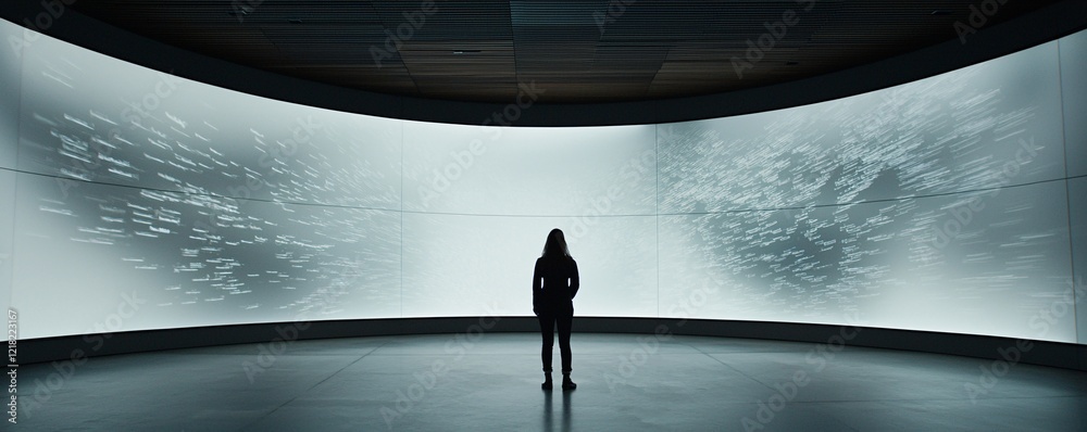 Poster a dynamic visual of a multi-screen setup showcasing various demographic trends