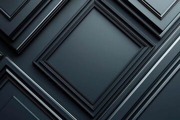 Obraz premium Floating modern black frame with platinum accents in 3D, ample space.