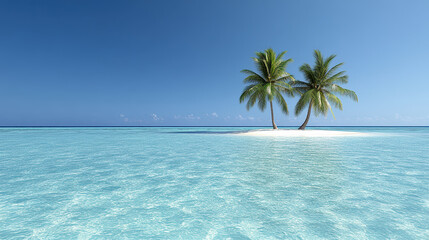serene ocean landscape with small island and clear blue water