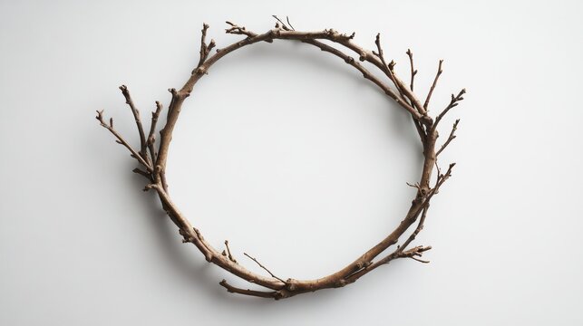 A simple twig wreath forms a circular frame