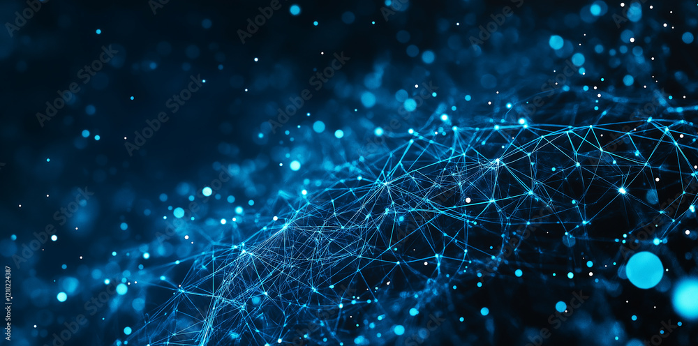 Fototapete abstract communication background with connecting dots and lines. plexus effect.