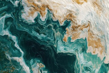 Naklejka premium Stunning abstract view of vibrant green and gold patterns in nature, showcasing fluid movement and organic textures. Perfect for ecological and artistic themes.