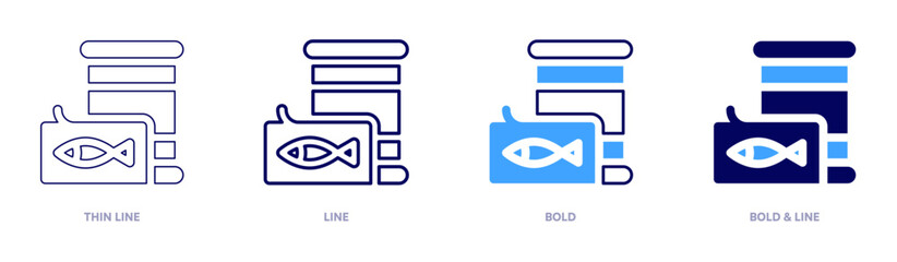 Cannedfood icon in 4 different styles. Thin Line, Line, Bold, and Bold Line. Duotone style. Editable stroke