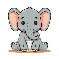 Obraz premium Cute Elephant Cartoon Vector Icon Illustration Animal Sport Icon Isolated Flat vector illustration