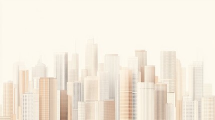 Fototapeta premium Soft-toned cityscape illustration, subtle pastel colors, modern architecture.