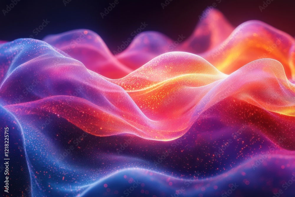 Fototapete Vibrant abstract waves of color flow seamlessly, creating an ethereal atmosphere. Ideal for digital art projects and modern design inspirations.
