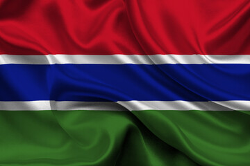 High detailed flag of Gambia. National Gambia flag. Africa. 3D illustration.