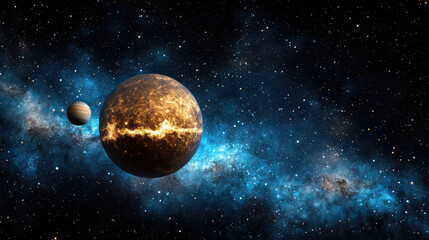Fototapeta premium vibrant digital art piece of solar system featuring planets and stars