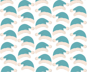 Seamless pattern with blue hats isolated on white Vector illustration
