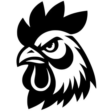 Silhouette portrait of an angry rooster