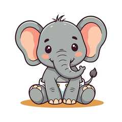 Cute Elephant Cartoon Vector Icon Illustration Animal Sport Icon Isolated Flat vector illustration