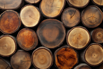 Stacked Logs with Natural Wood Patterns