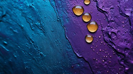 Abstract Oil Painting with Golden Drops